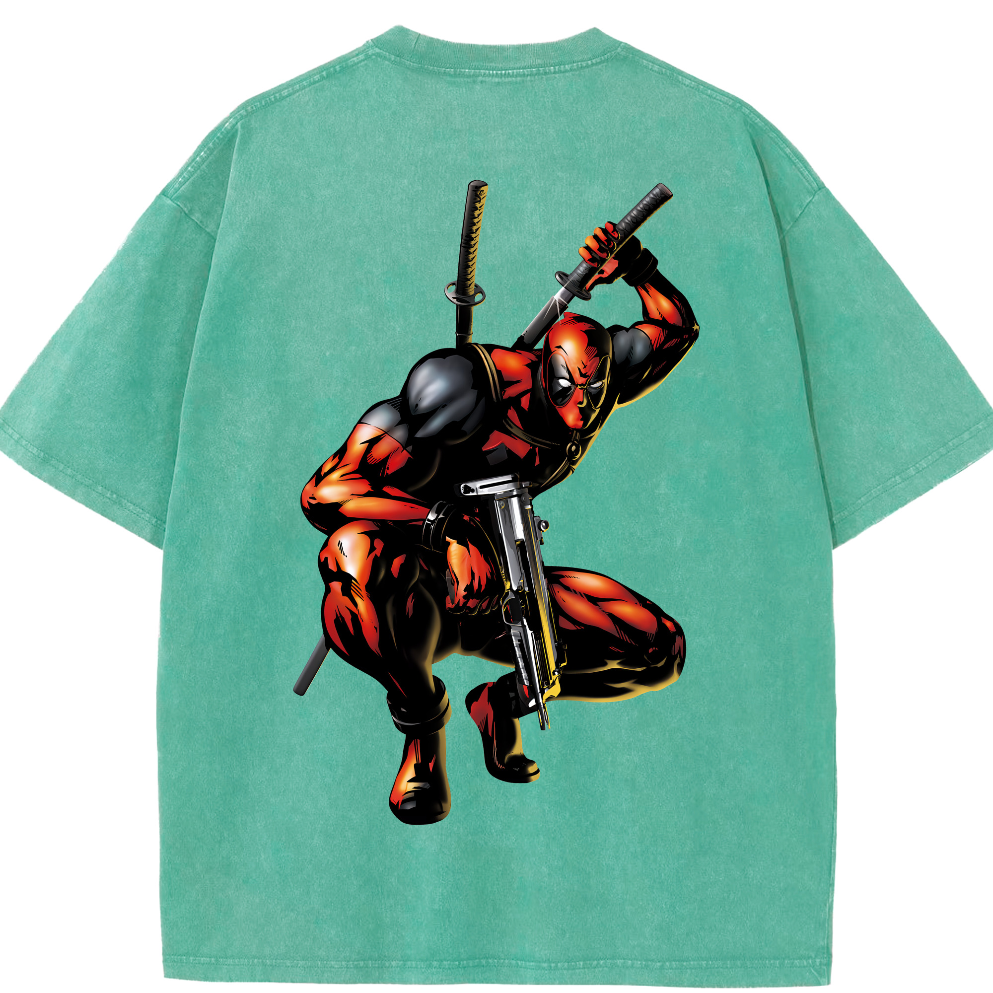 （画像用） Deadpool デッドプール 綿100% ヴィンテージ風 半袖Tシャツ（背面プリント）